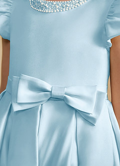 Azazie Pearl Blumenmädchenkleider Ballkleid Plissee Matte Satin Kleid Himmelblau image7