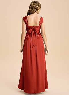 Azazie Hattie Junior A-Linie Plissee Stretch-Satin Kleid Rost image2