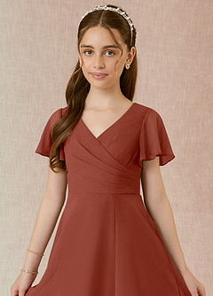 Azazie Induh Junior Auburn A-Line Ruched Chiffon Dress image4