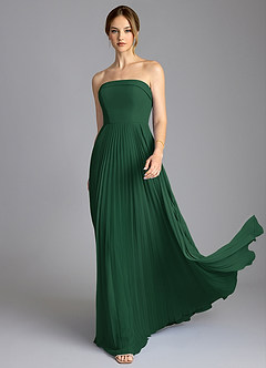 Azazie Mariana Bridesmaid Dresses Dark Green A-Line Strapless Chiffon Dress image3