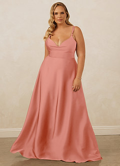 Christian Siriano Bridal for Azazie 1001 Brautjungfernkleider A-Linie Herzausschnitt Stretch-Satin Kleid Koralle image11