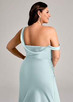 Azazie Madelyn Robes de demoiselle d'honneur Robe Sirène Convertible en Satin extensible Ue épaule Brume image14