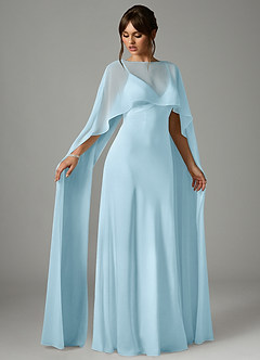 Azazie Stefania Bridesmaid Dresses Sky Blue A-Line Stretch Satin Dress image3