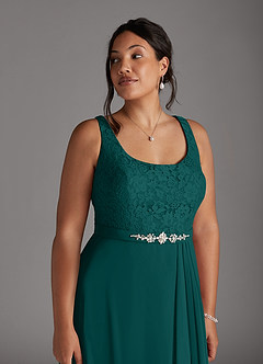 Azazie Ainsling Mother of the Bride Dresses Peacock A-Line Square Neckline Lace Chiffon Dress image13