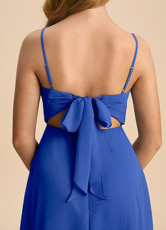 Azazie Shale Junior Royal Blue A-Line Bow Chiffon Dress image7