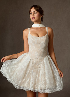 Azazie Dawn Robes de mariée Robe Trapèze en Dentelle Diamant Blanc Champagne image3