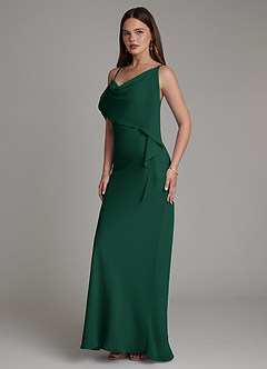 Azazie Yura Bridesmaid Dresses Emerald Mermaid Off the Shoulder Chiffon Dress image5