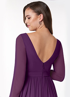 Azazie Teton Maternity Bridesmaid Dresses A-Line Long Sleeve Chiffon Floor-Length Dress image6