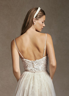 Azazie Sade Wedding Dresses Diamond White Nude Mermaid Sequins Tulle Dress image10