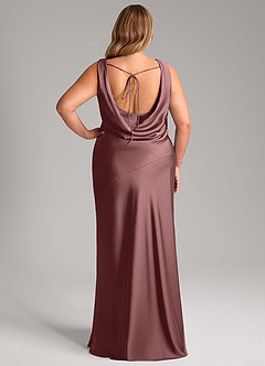 Azazie Rylina Bridesmaid Dresses Vintage Mauve Mermaid Stretch Satin Dress image8