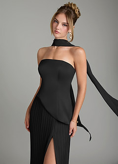 Azazie Tierney Bridesmaid Dresses Black A-Line Strapless Chiffon Convertible Dress image7
