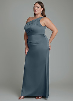 Azazie Akilah Bridesmaid Dresses Twilight Mermaid One Shoulder Stretch Satin Dress image11