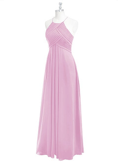 Azazie Ginger Bridesmaid Dresses Candy Pink A-Line Halter Pleated Chiffon Dress image8