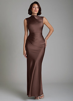 Azazie Lumia Bridesmaid Dresses Ganache Sheath Corset Stretch Satin Dress image1