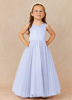 Azazie Muni Flower Girl Dresses Lavender A-Line Bow Tulle Dress image2