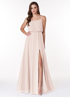 Azazie Lupe Bridesmaid Dresses Rose Petal A-Line Scoop Blouson Chiffon Dress image1