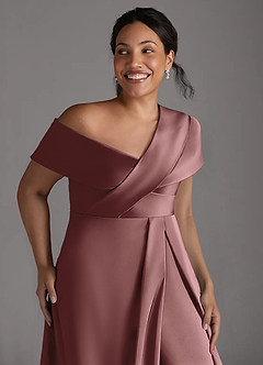 Azazie Milton Mother of the Bride Dresses Vintage Mauve A-Line Pleated Stretch Satin Dress image13