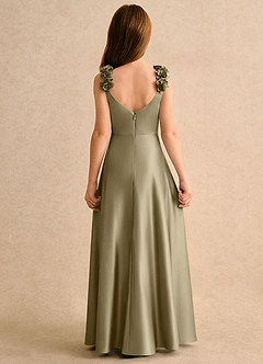 Azazie Rosita Girls Formal Flower Girl Klänningar Klänning A-Line i Stretch Satin Plisserad image5