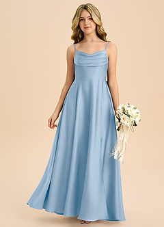 Azazie Bear Junior Powder Blue A-Line Sweetheart Neckline Stretch Satin Dress image3