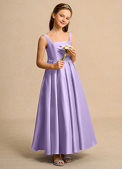 Azazie Mochi Girl vestidos de niña de las flores Vestido de Lila de Satin Mate de Princesa con Plisado image4