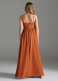 Azazie Alia Junior Cinnamon A-Line Pleated Chiffon Dress image2