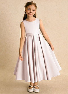Azazie Junebuj Flower Girl Dresses Rose Petal Ball-Gown Pleated Matte Satin Dress image6