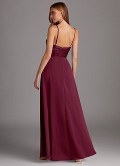 Azazie Jenna Robes de demoiselle d'honneur Robe Trapèze en Satin extensible Plissée Mûre image4