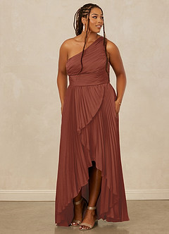 Christian Siriano Bridal for Azazie 1008 Bridesmaid Dresses Auburn A-Line One Shoulder Stretch Satin Dress image11