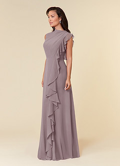 Azazie Narine Mother of the Bride Dresses Dusk A-Line High Neckline Pleated Chiffon Dress image2