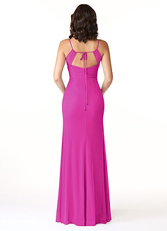 Azazie Reneya Bridesmaid Dresses Fuchsia Mermaid Bow Mesh Dress image2