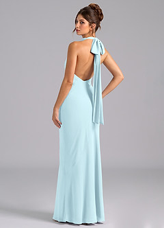 Azazie Velli Bridesmaid Dresses Cloud Blue Mermaid High Neck Chiffon Dress image7