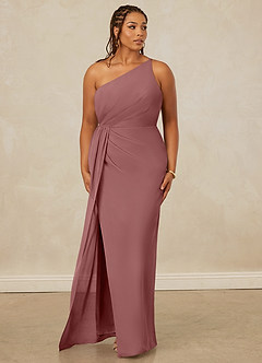 Christian Siriano Bridal for Azazie 1003 Bridesmaid Dresses Desert Rose Sheath One Shoulder Chiffon Dress image10