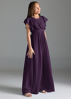 Azazie Daphne Junior Plum A-Line Pleated Chiffon Dress image3