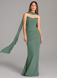 Azazie Sorrel Bridesmaid Dresses Eucalyptus Mermaid Corset Chiffon Dress image1