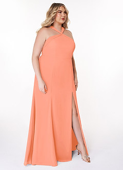 Azazie Rue Brautjungfernkleider A-Linie Halter Chiffon Kleid Sonnenuntergang image10