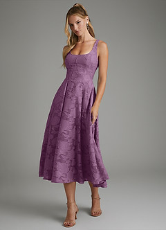 Azazie Isabella Bridesmaid Dresses Wisteria A-Line Corset Floral Burnout Dress image6