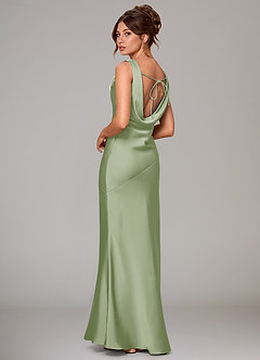 Azazie Rylina Bridesmaid Dresses Dusty Sage Mermaid Stretch Satin Dress image4