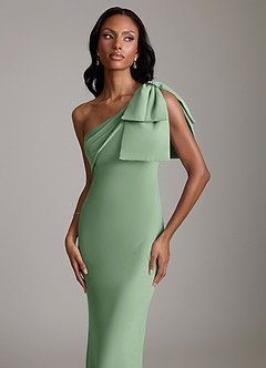 Azazie Yuanna Bridesmaid Dresses Matcha Mermaid One Shoulder Chiffon Dress image3