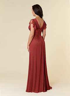 Azazie Reneya Mother of the Bride Dresses Rust A-Line Pleated Mesh Dress image3