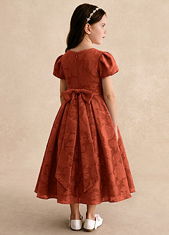 Azazie Princes Flower Girl Dresses Auburn A-Line Pleated Floral Burnout Dress image2