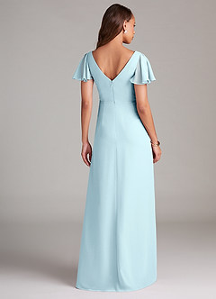 Azazie Soren Bridesmaid Dresses Cloud Blue A-Line Ruched Chiffon Dress image2
