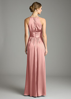 Azazie Bonnie Bridesmaid Dresses Rosette A-Line Pleated Stretch Satin Dress image5