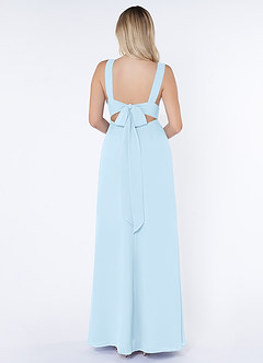 Azazie Christiana Bridesmaid Dresses Sky Blue A-Line V-Neck Pleated Chiffon Dress image2