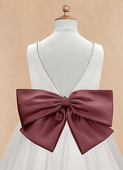 Azazie Seline Flower Girl Dresses Ivory Desert Rose A-Line Bow Tulle Dress image9