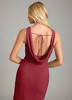 Azazie Rylina Bridesmaid Dresses Pomegranate Mermaid Pleated Chiffon Dress image2