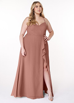 Azazie Naeem Bridesmaid Dresses Cedar Rose A-Line V-Neck Ruffle Chiffon Dress image9