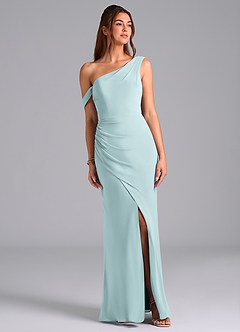 Azazie Madelyn Jurken voor bruidsmeisjes Converteerbaar Jurk van Chiffon met Zeemeermin One-Shoulder De Nevel image1