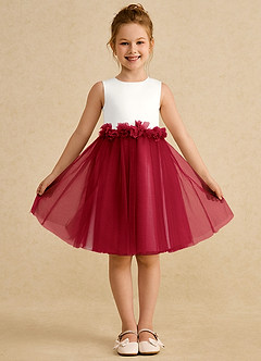 Azazie Louisa Flower Girl Dresses Ivory Scarlet A-Line Sleeveless Tulle Dress image1