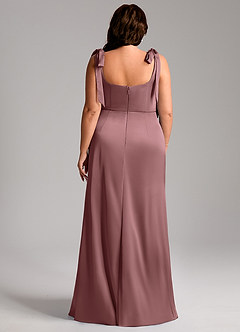 Azazie Frostine Bridesmaid Dresses Vintage Mauve A-Line Bow Stretch Satin Dress image13