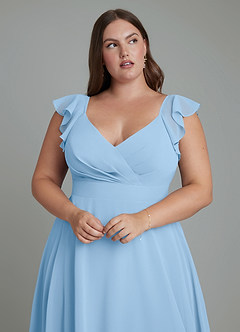 Azazie Leilani Bridesmaid Dresses Powder Blue A-Line Pleated Chiffon Dress image11